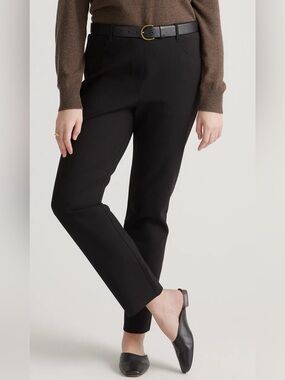 Quince Ultra Stretch Ponte 4 Pocket Straight Leg Pants Black Large Petite